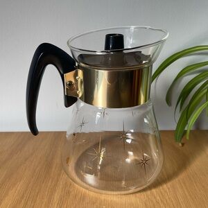 Vintage MCM Atomic Starburst Corning Glass Coffee Carafe 1960s